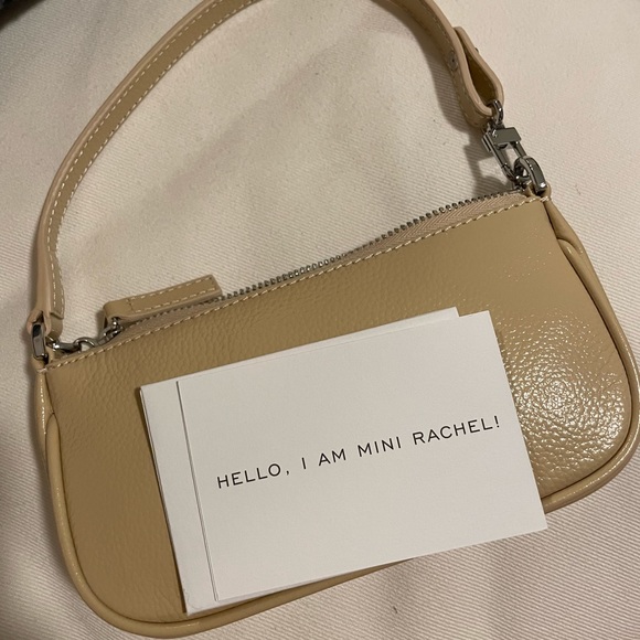 Brand new BY FAR mini Rachel sand gloss grained leather